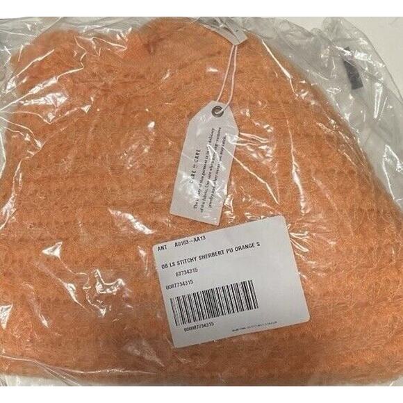 Anthropologie Sweater Women Small Orange Open-Stitch NWT Wool Blend - Picture 6 of 6